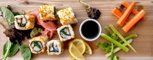 japansk sushi sett uppifrån